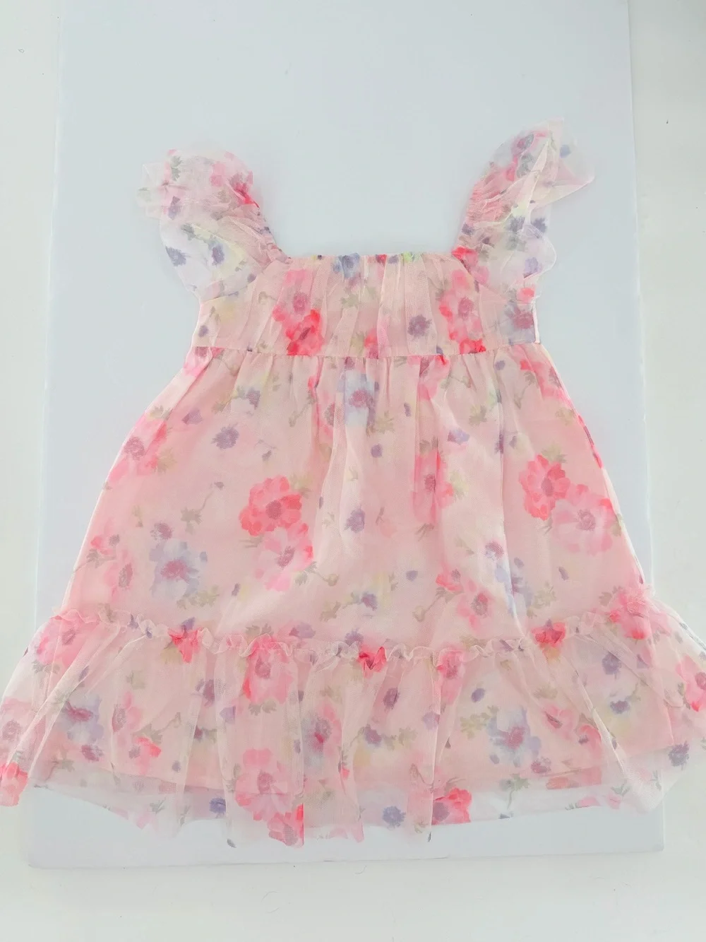 GAP Day Dress in Off-White/Pink/Multi-Coloured, airy tulle dress size XS 4-5